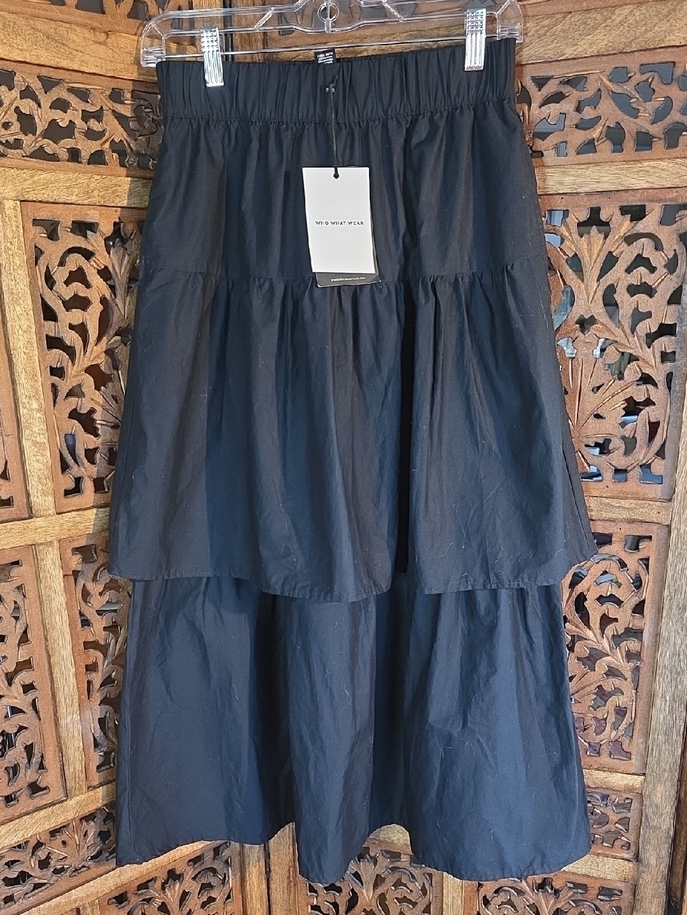 Who What Wear Black Tiered Maxi Skirt